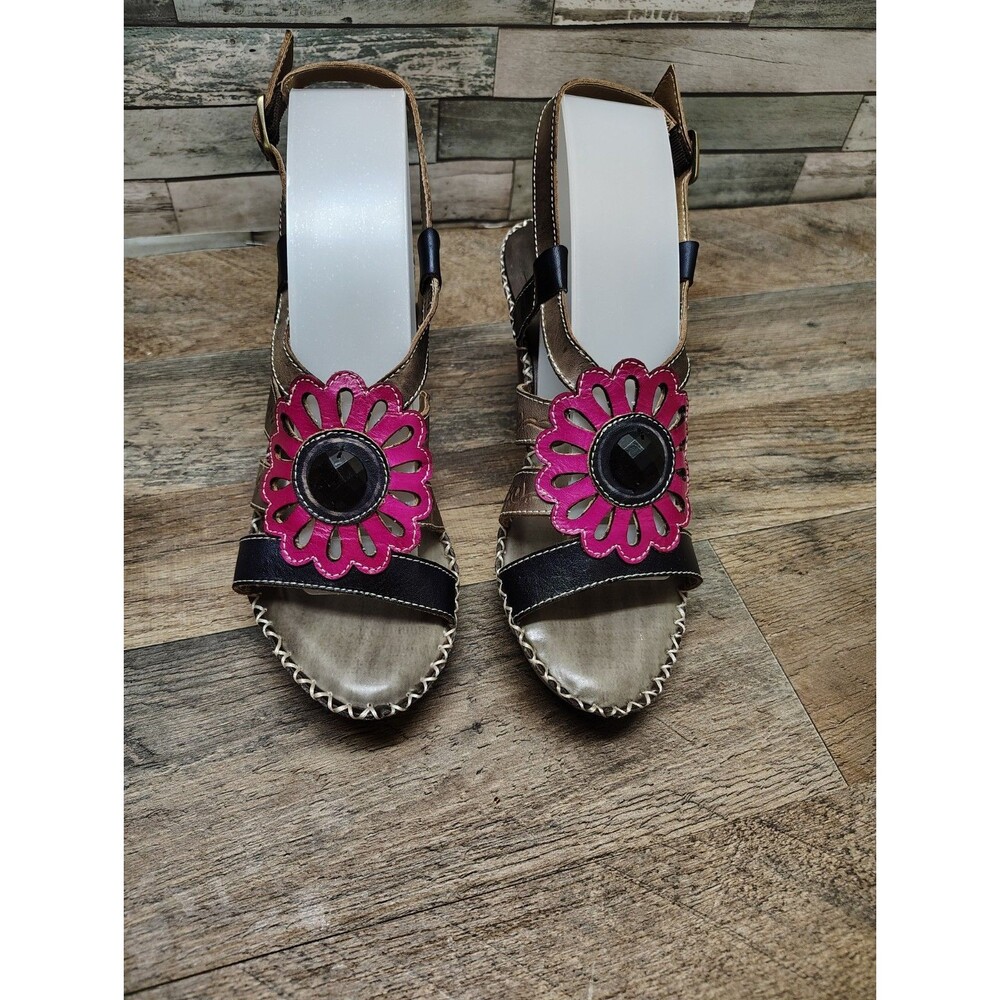 Womens Spring Step L'Artiste Pristine Sandals Slingback Jeweled Heels Sz. 39/8.5 - Picture 2 of 11